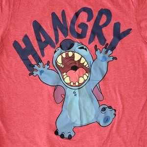 Disney's Stitch "Hangry" T-shirt Red Tee Unisex Adult Size Small (34-36)